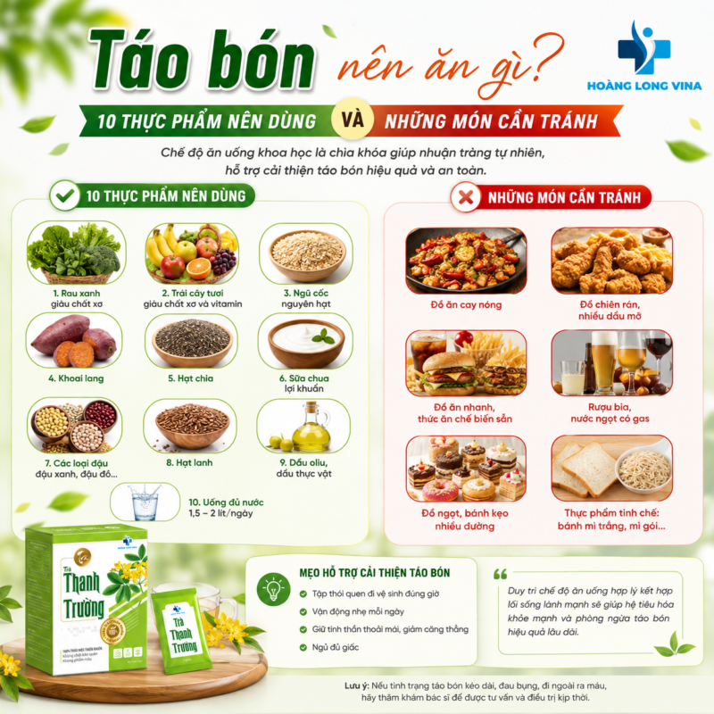 Táo bón nên ăn gì? 10 thực phẩm nên dùng và những món cần tránh