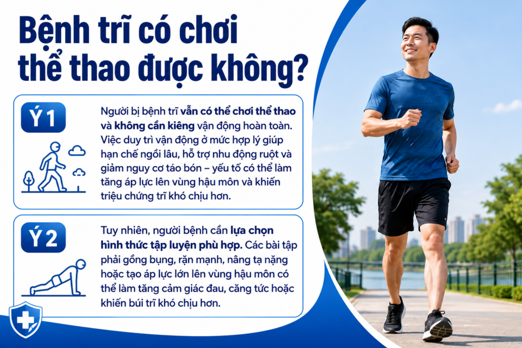 Bệnh trĩ có chơi thể thao được không?