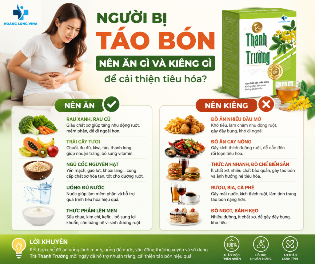 Người bị táo bón nên ăn gì và kiêng gì để cải thiện tiêu hóa?