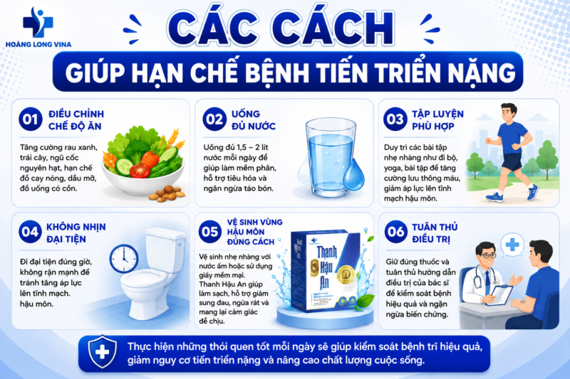 Các cách hạn chế bệnh trĩ tiến triển nặng