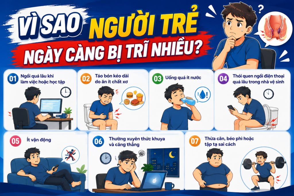 Các nguyên nhân khiến người trẻ bị trĩ