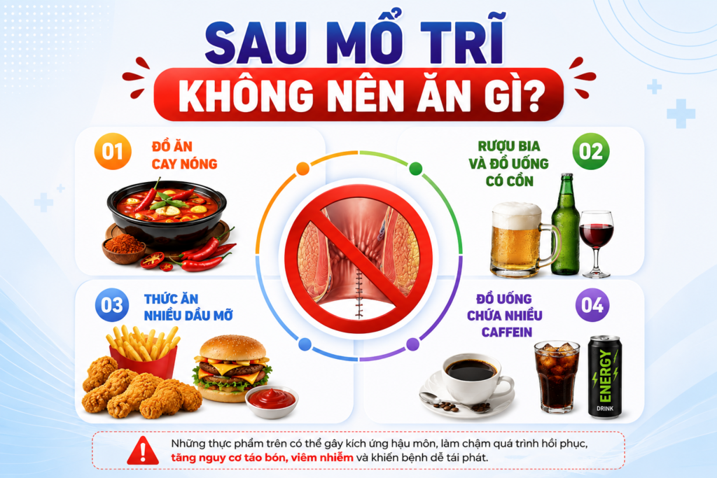 Sau mổ trĩ không nên ăn gì?