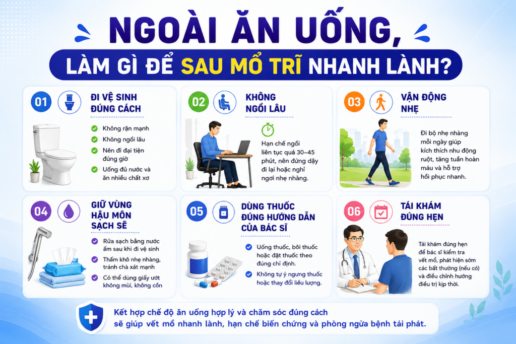 Nên làm gì sau mổ trĩ giúp bệnh mau lành?