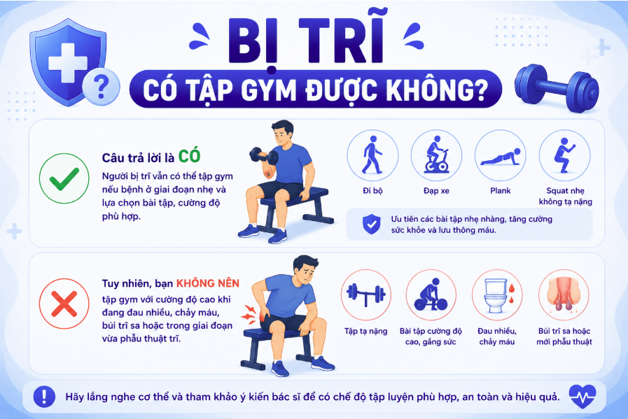 Bị trĩ có tập gym được không?
