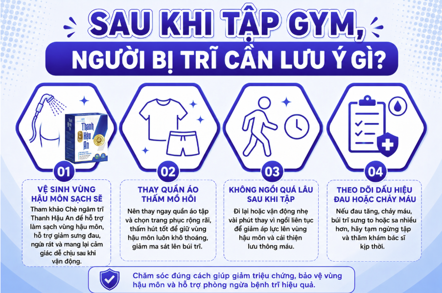 Sau tập gym người bị trĩ cần lưu ý gì?
