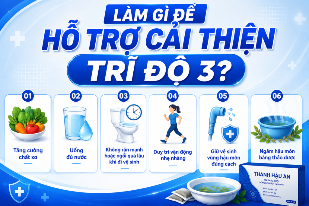 Làm gì để hỗ trợ cải thiện trĩ độ 3?