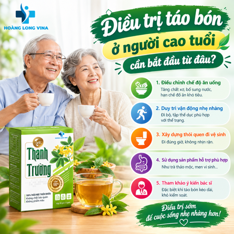 Điều trị táo bón ở người cao tuổi cần bắt đầu từ đâu?