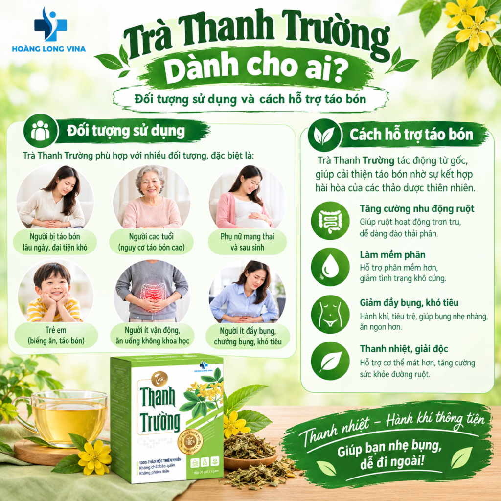 Trà Thanh Trường dành cho ai? Đối tượng sử dụng và cách hỗ trợ táo bón 