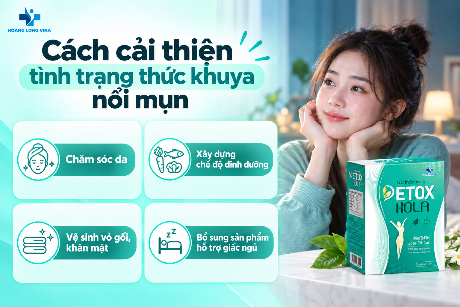 Cách cải thiện tình trạng thức khuya nổi mụn