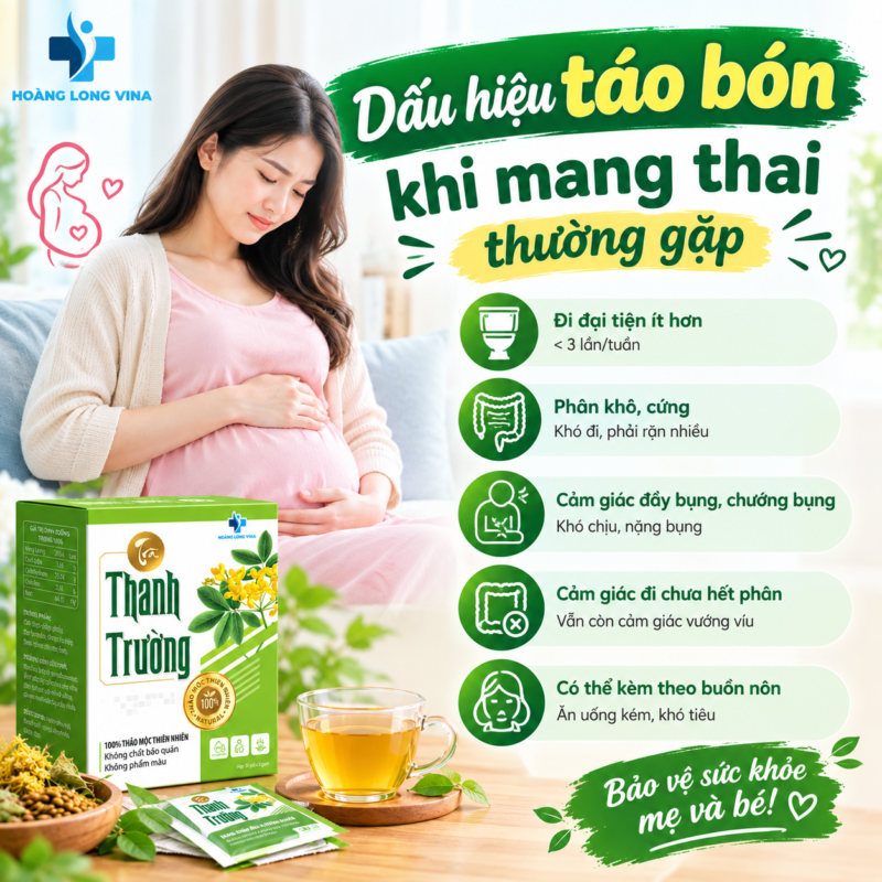 Dấu hiệu táo bón khi mang thai thường gặp