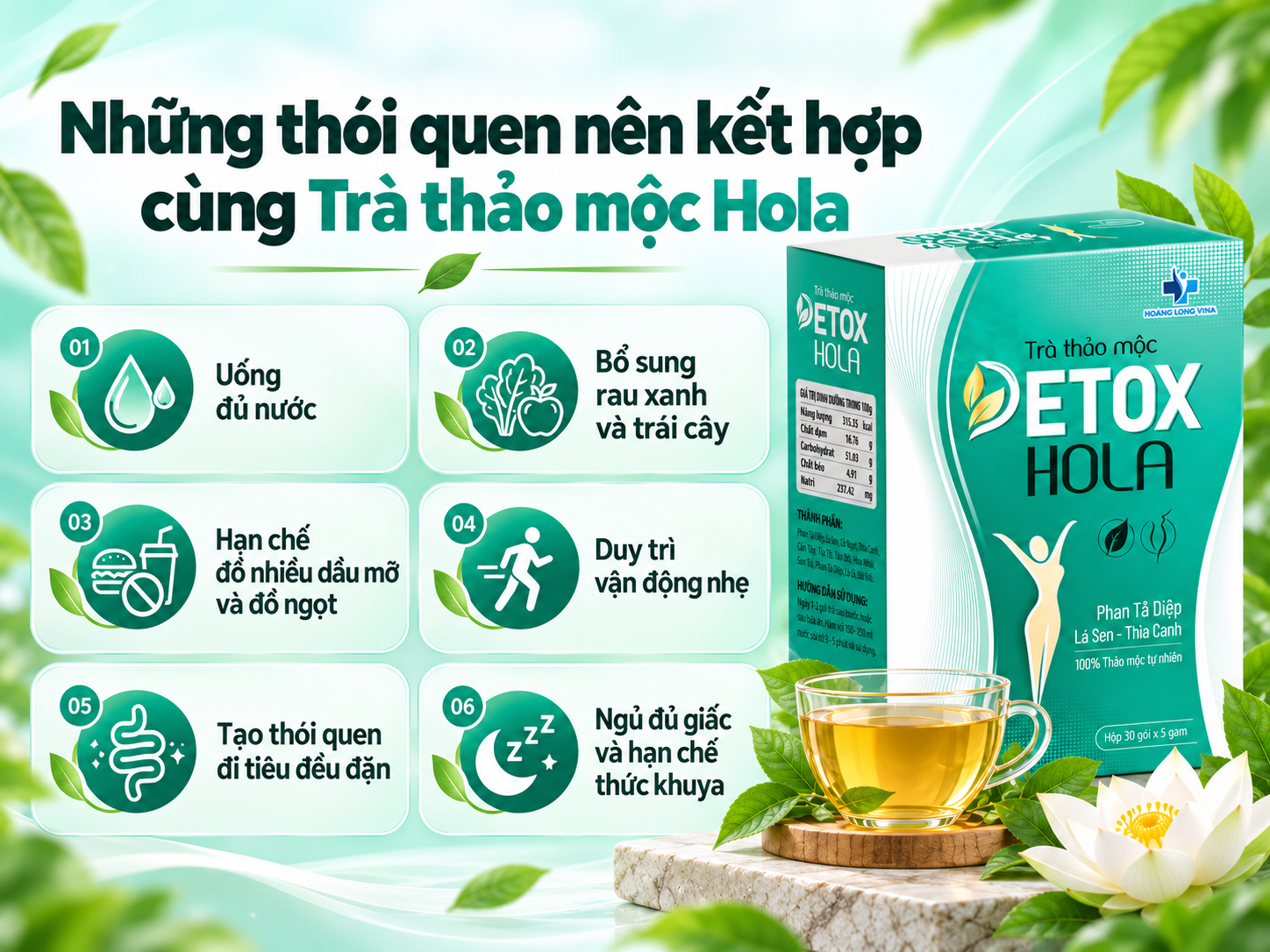 Những thói quen nên kết hợp cùng trà thảo mộc Hola