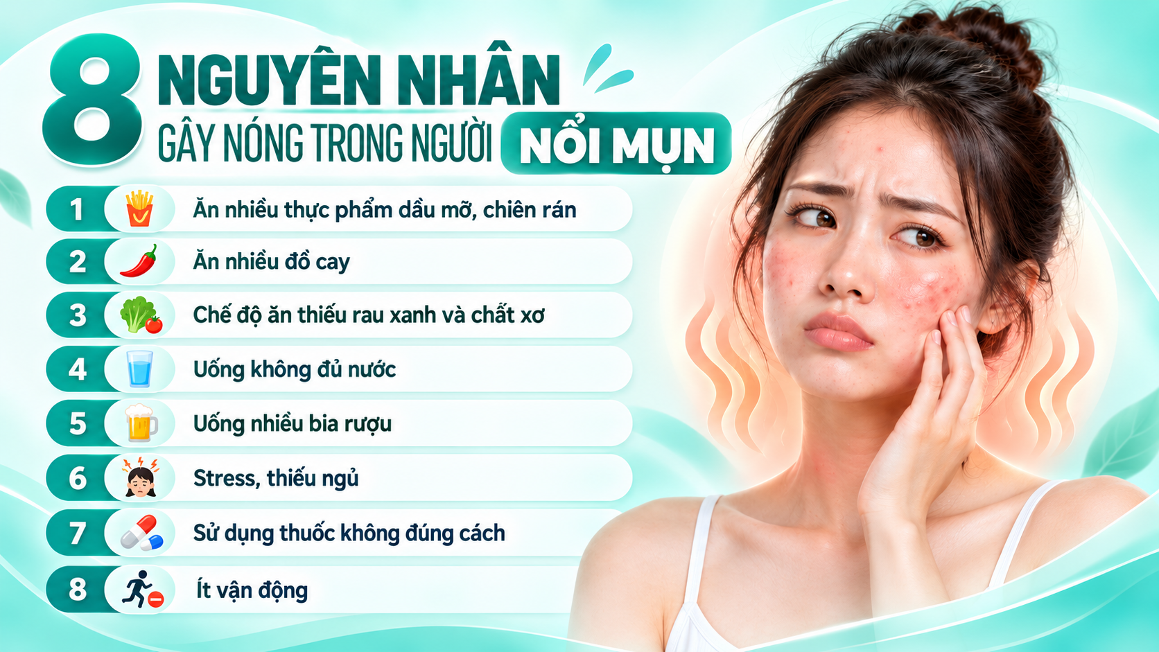 8 nguyên nhân gây nóng trong người nổi mụn