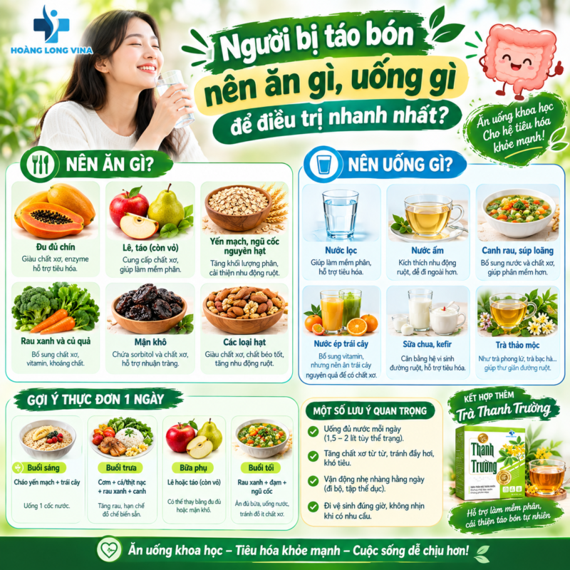 Người bị táo bón nên ăn gì, uống gì để điều trị nhanh nhất?