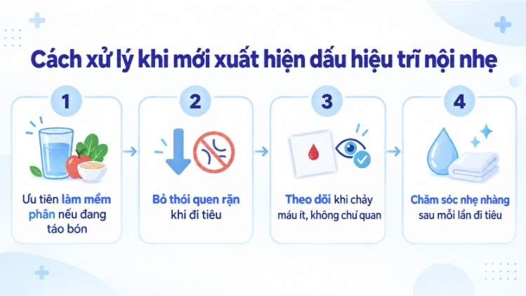 Cách xử lý khi mới xuất hiện dấu hiệu trĩ nội nhẹ