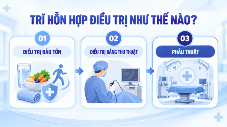 Trĩ hỗn hợp điều trị như thế nào?