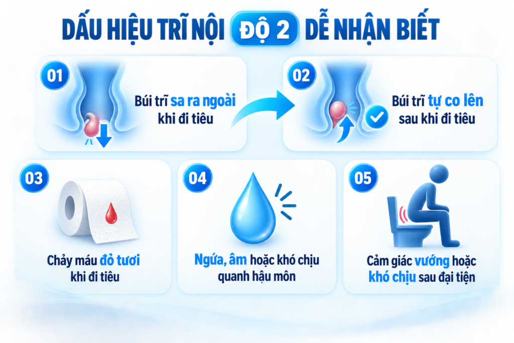 Dấu hiệu trĩ nội độ 2 dễ nhận biết