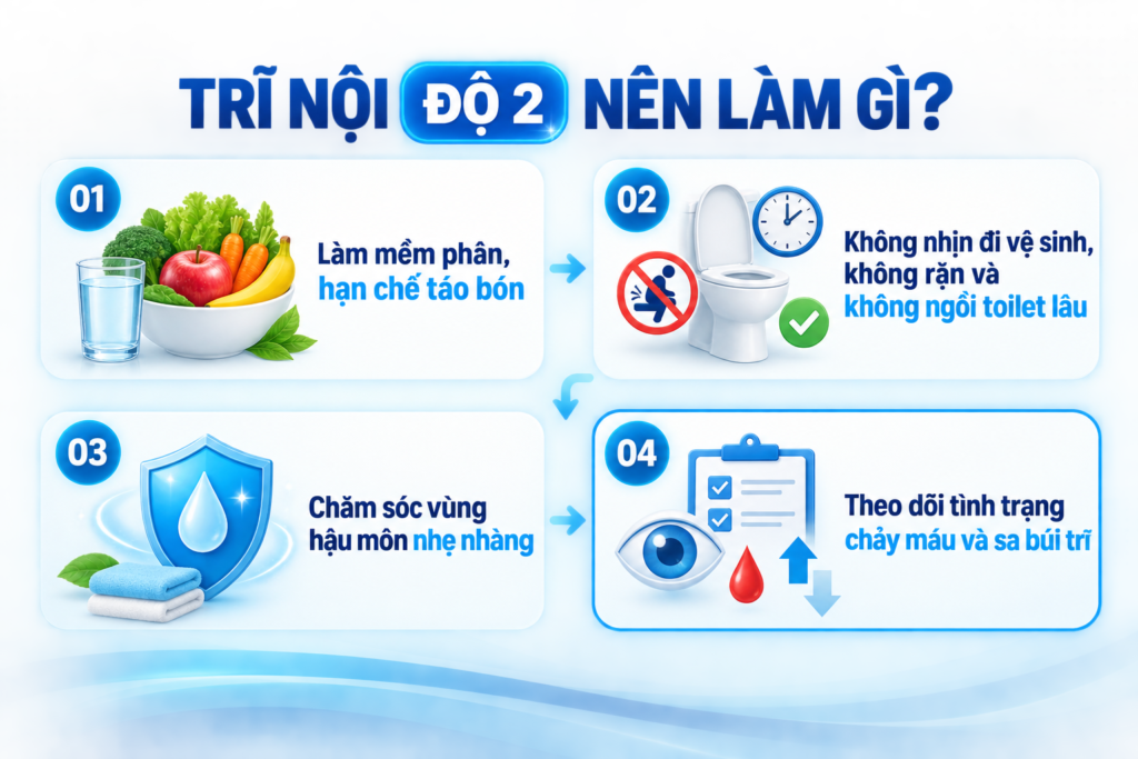 Trĩ nội độ 2 nên làm gì?