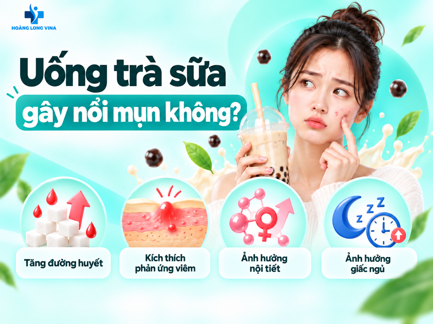 Uống trà sữa gây nổi mụn không?