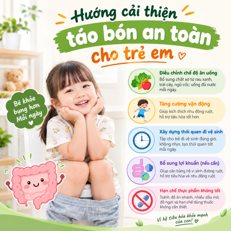 Hướng cải thiện táo bón an toàn cho trẻ em