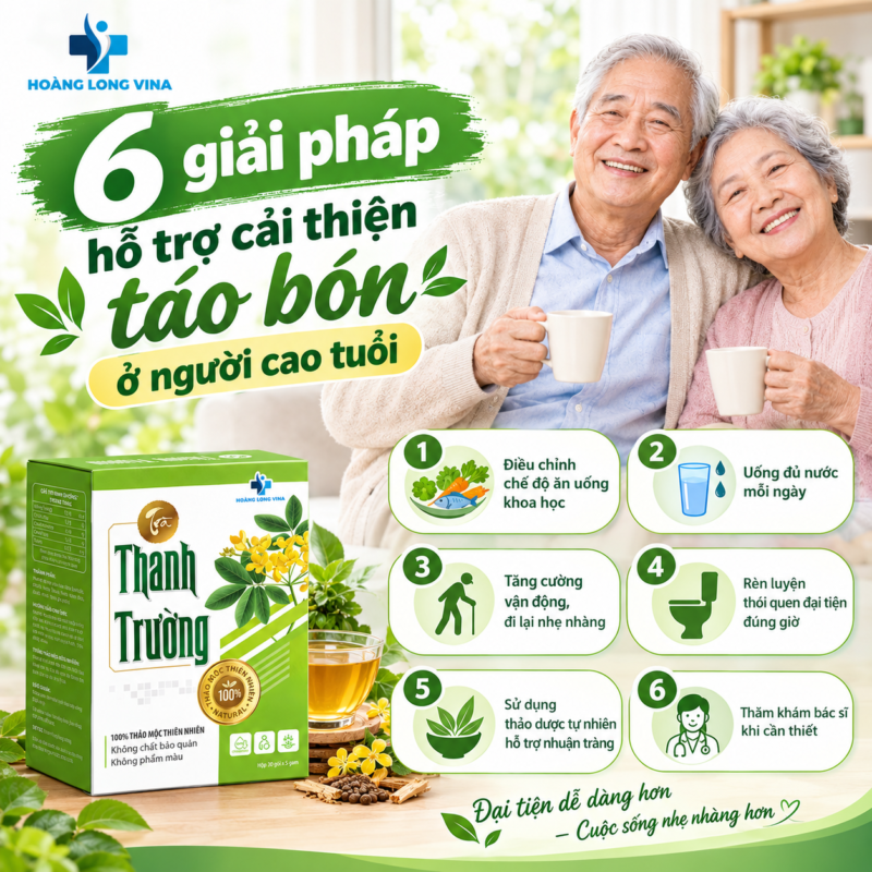 6 giải pháp hỗ trợ cải thiện táo bón ở người cao tuổi