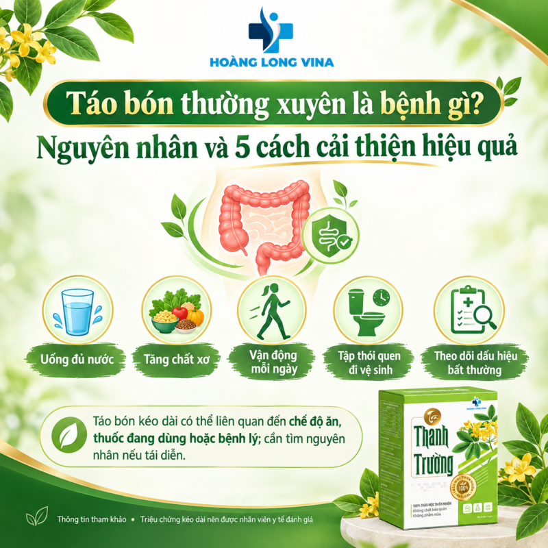 Táo bón thường xuyên là bệnh gì? Nguyên nhân và 5 cách cải thiện hiệu quả