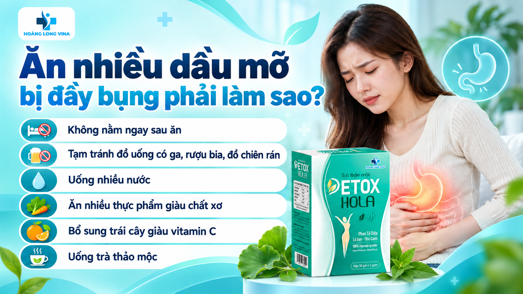 Ăn nhiều dầu mỡ bị đầy bụng phải làm sao?